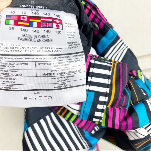 Spyder geometric bright colors ski pants size 12 - Picture 8 of 11